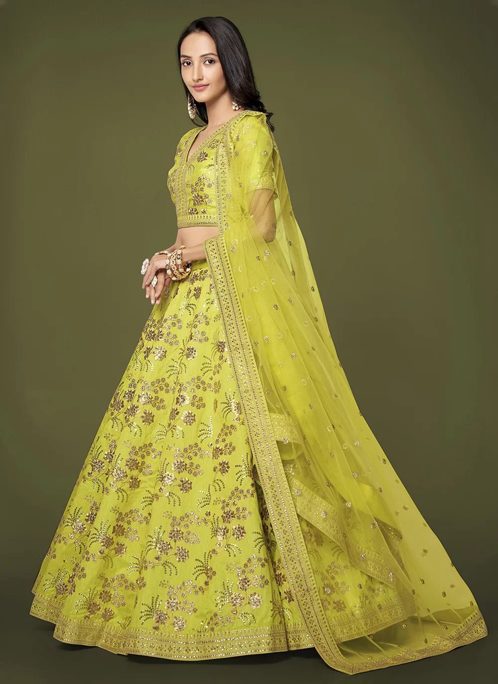 Gorgeous Lime Green ZHML - Indian Dress House 786