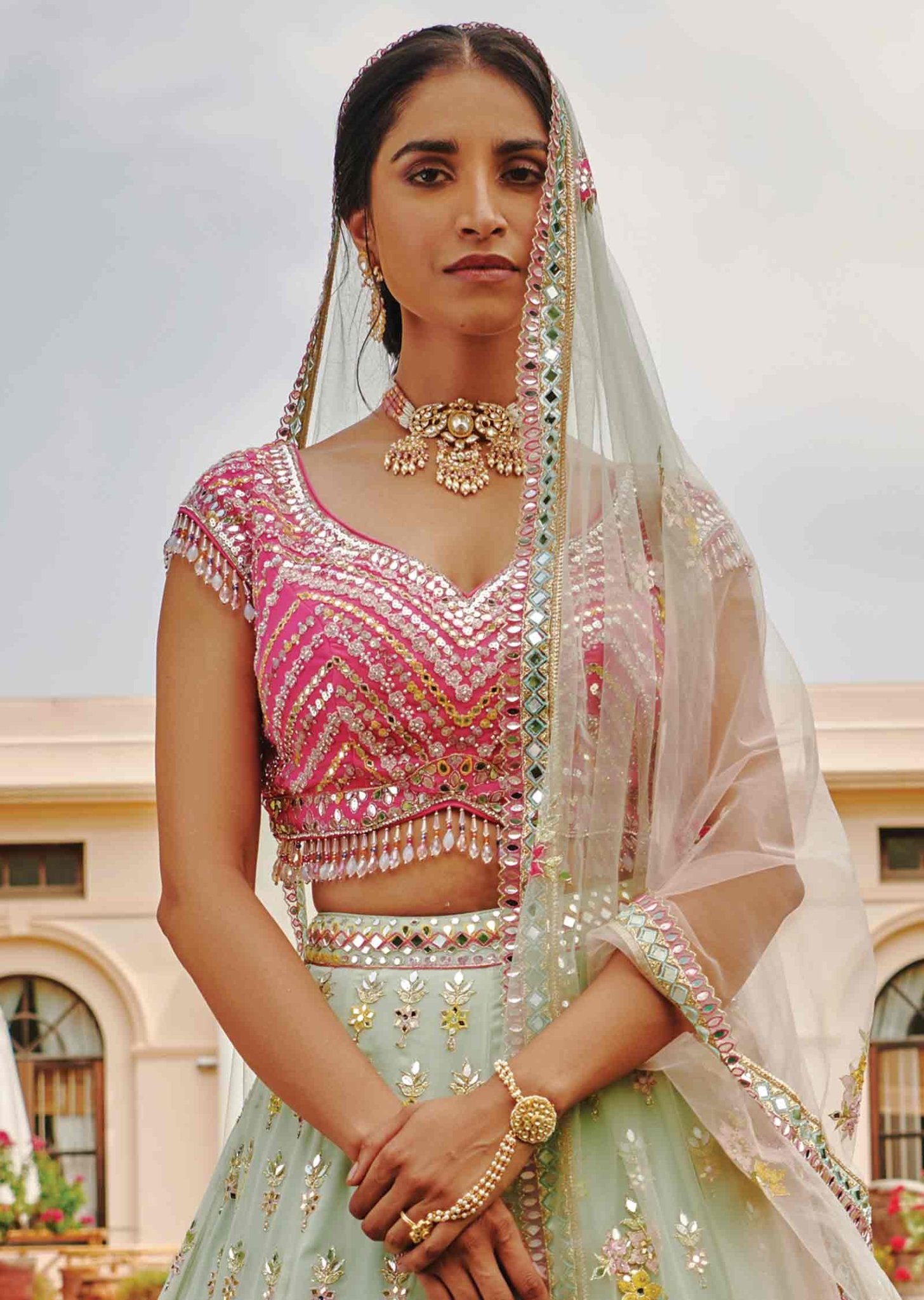 Gorgeous Mint Green & Pink SHIL - Indian Dress House 786 Gorgeous Mint Green & Pink SHIL - Indian Dress House 786