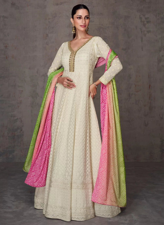 Gorgeous Off White & MC DP SYQ - Indian Dress House 786