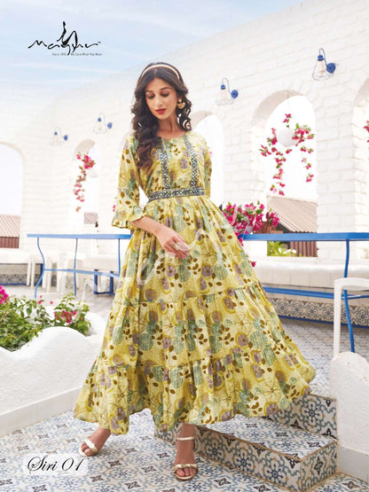Gorgeous Olive Floral SMY 01 FVD - Indian Dress House 786