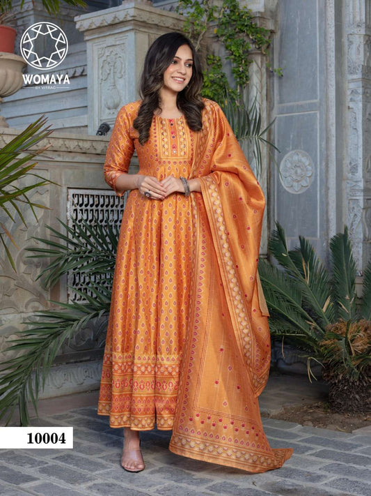 Gorgeous Orange WAF 10004 FVD - Indian Dress House 786