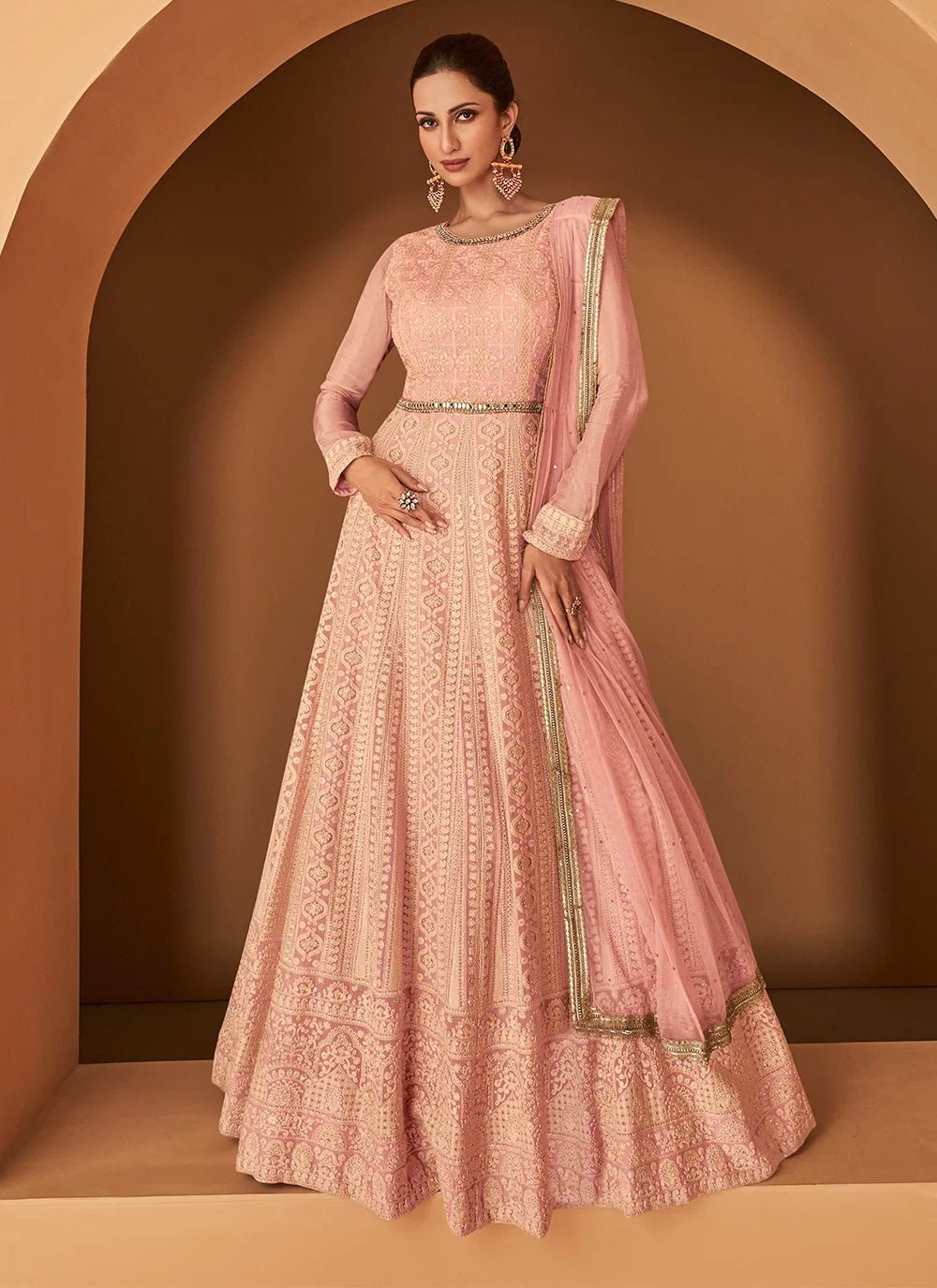 Gorgeous Peach SYAR - Indian Dress House 786