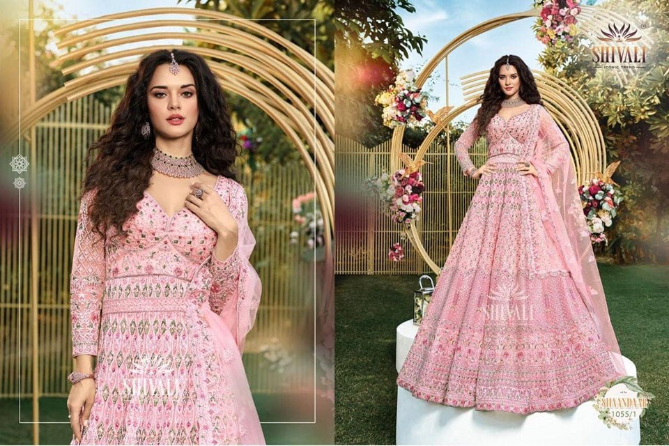 Gorgeous Pink Floral SHI Lengha - Indian Dress House 786