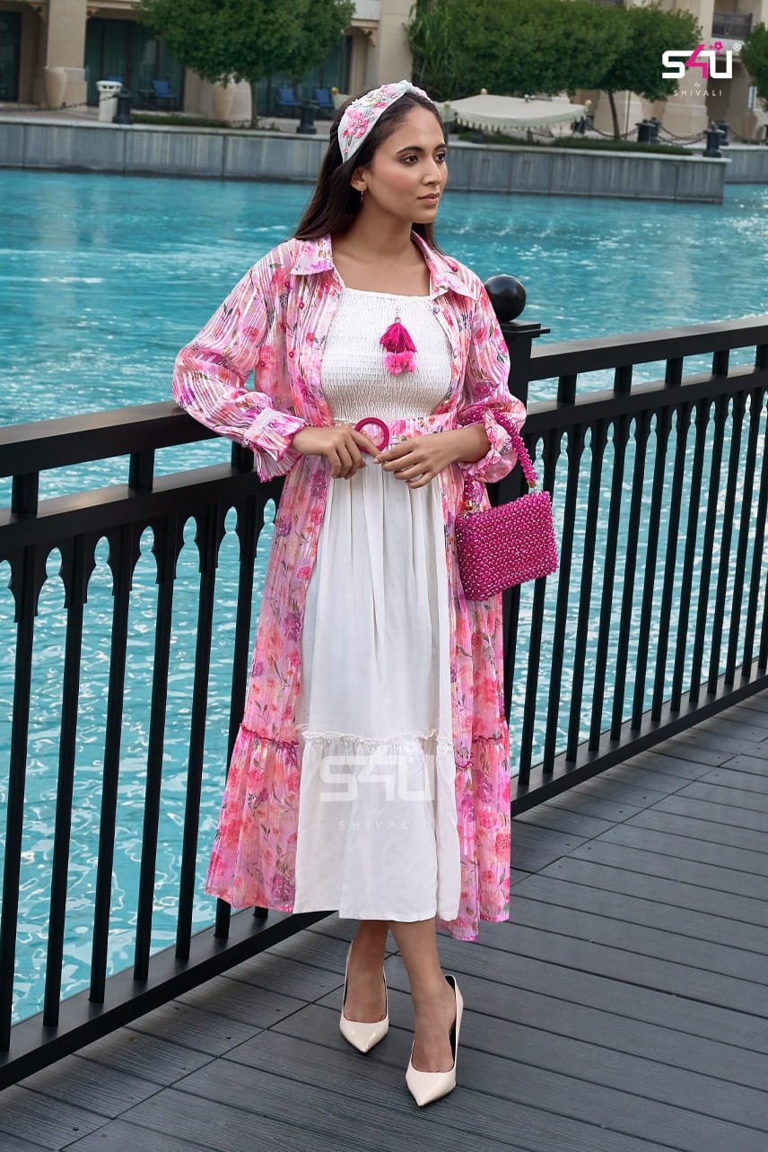 Gorgeous Pink & White S4UHJ 03 FVD - Indian Dress House 786