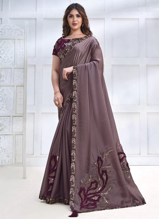 Gorgeous Purple Floral Saree - Indian Dress House 786