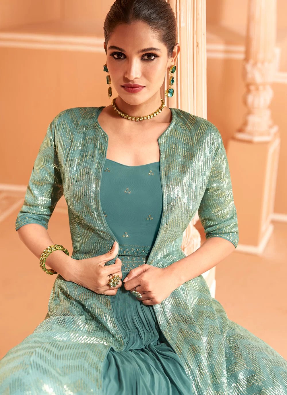 Gorgeous Sea Green SYPH - Indian Dress House 786