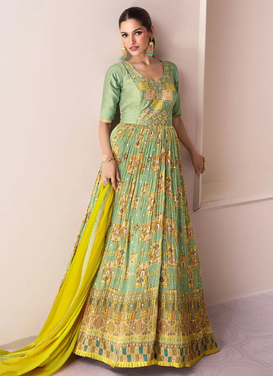 Gorgeous Unique Floral Green SYV - Indian Dress House 786