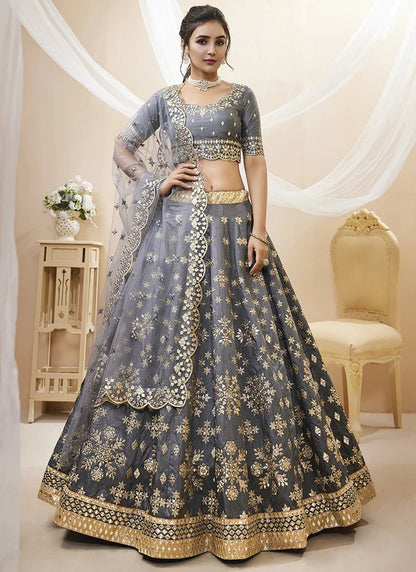 Gorgeous Unique Grey & Gold ZCA - Indian Dress House 786