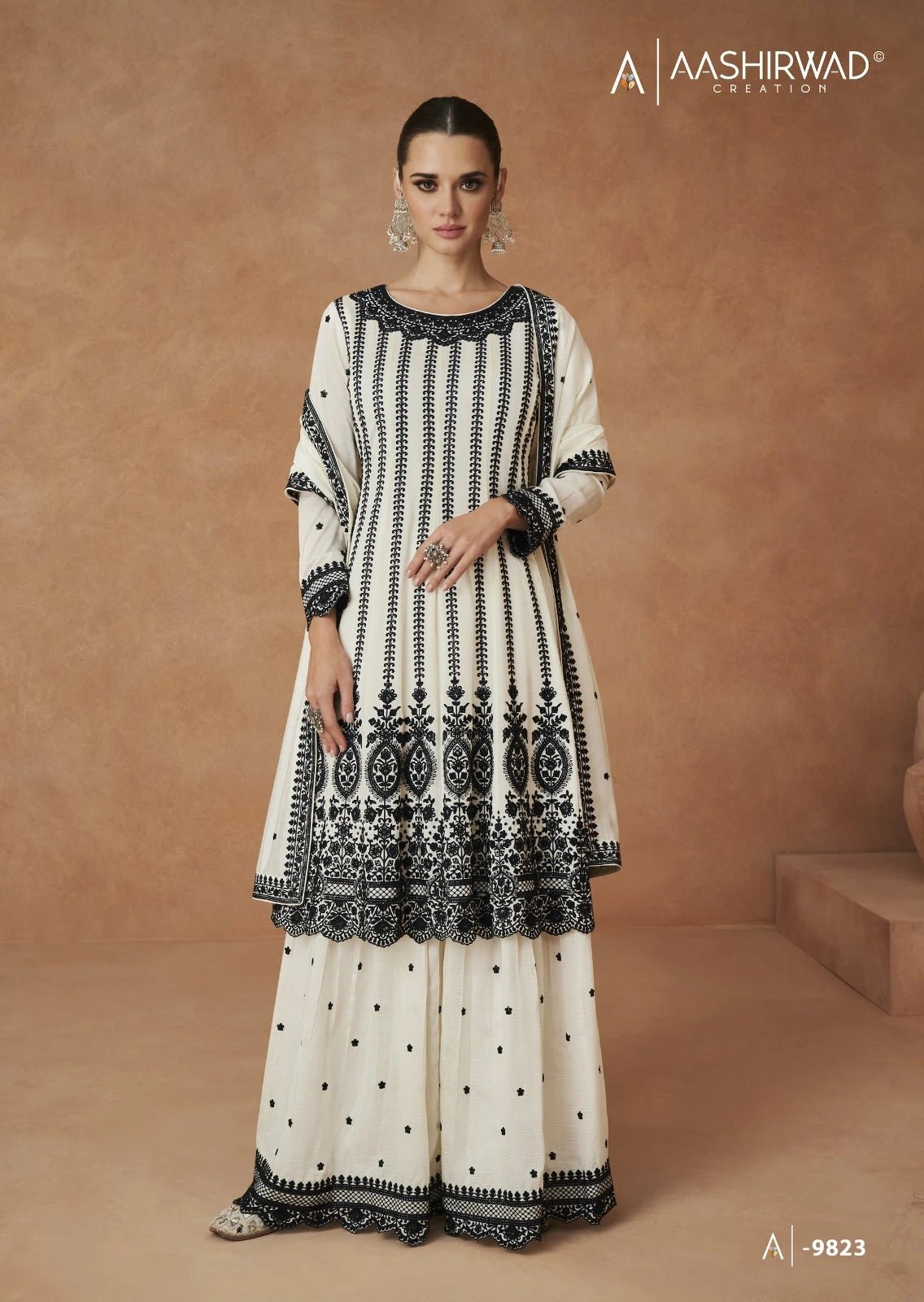 Gorgeous White & Black ASE - Indian Dress House 786