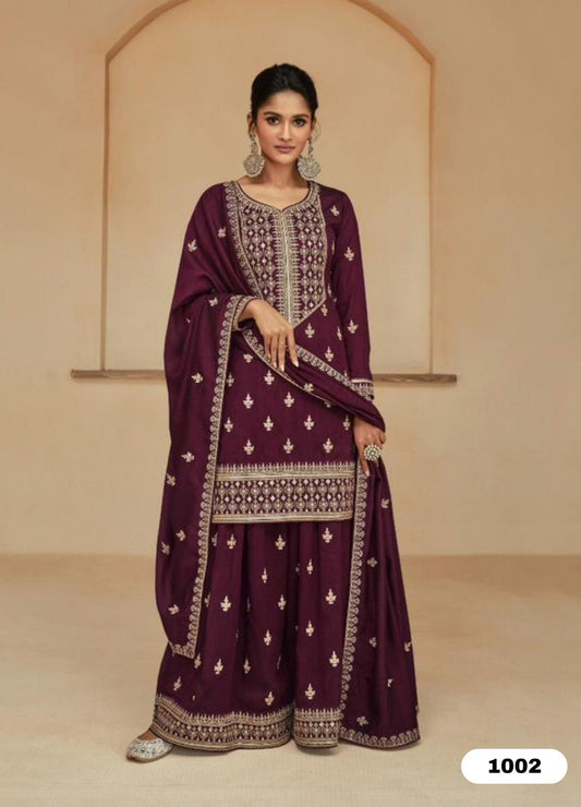 Gorgeous Wine Purple Sharara AHSP - Indian Dress House 786
