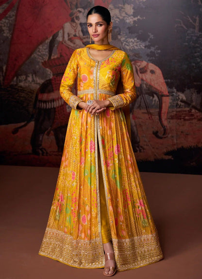 Gorgeous Yellow Floral SYNZ - Indian Dress House 786
