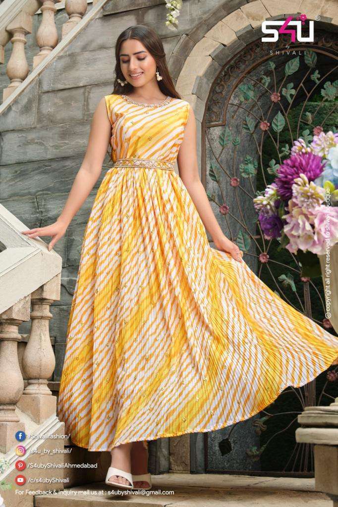 Gorgeous Yellow Striped Dye SRG 02 FVD - Indian Dress House 786