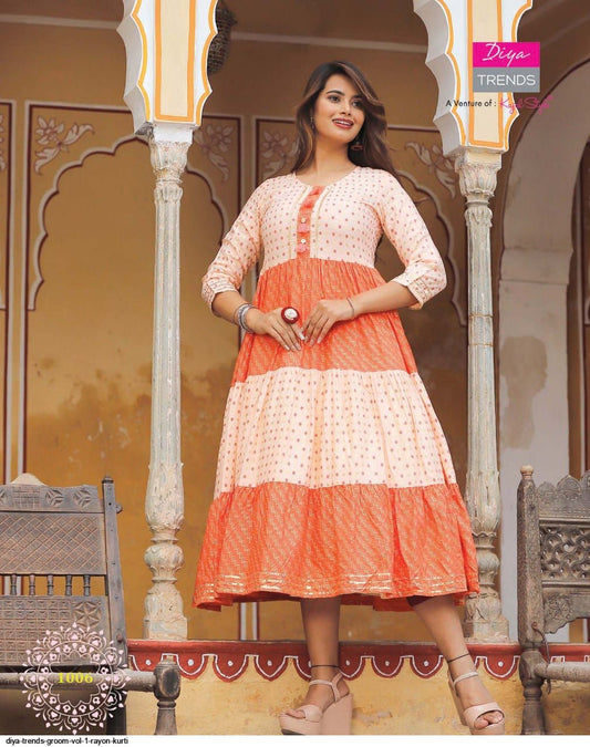 Multi Color Orange DT 100 KT - Indian Dress House 786