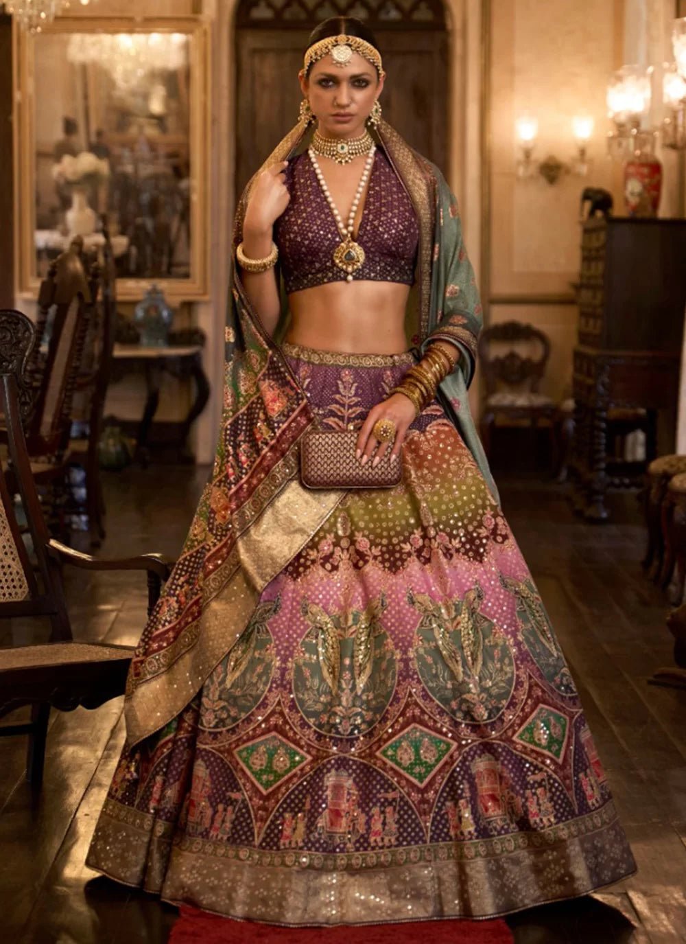 Multi Color Purple , Pink & Gold RWL - Indian Dress House 786
