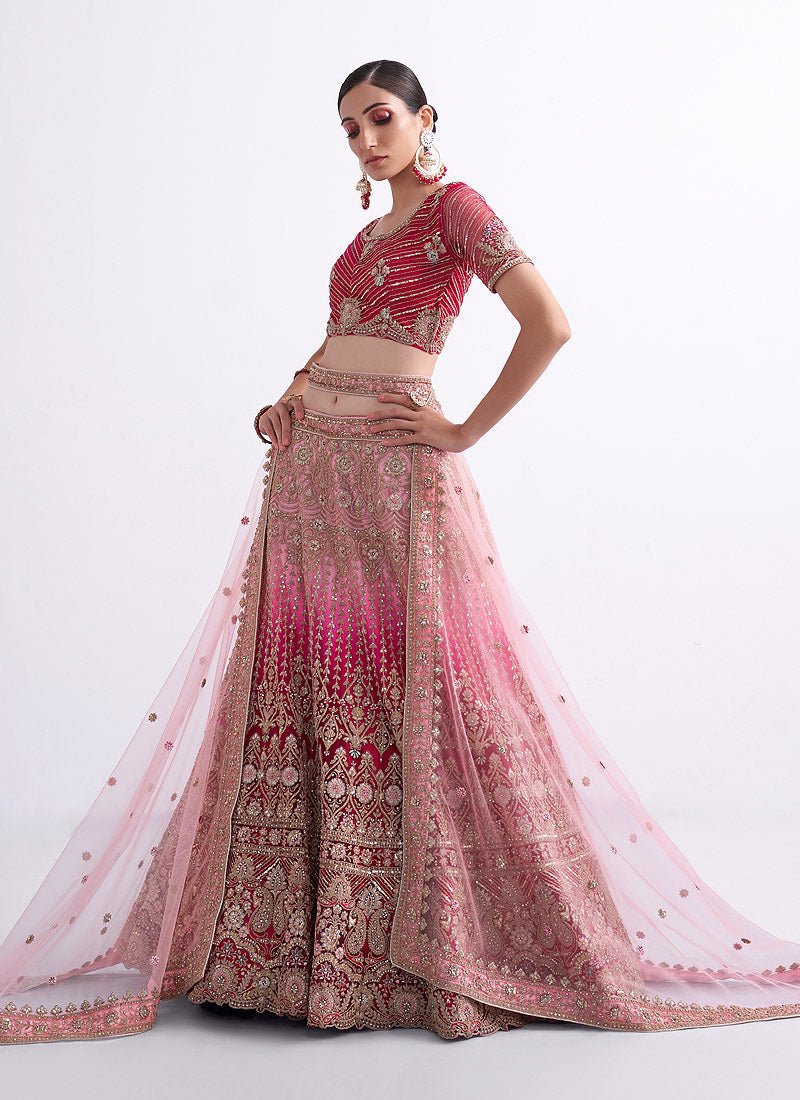 Pink Shaded & Gold ABHPL - Indian Dress House 786