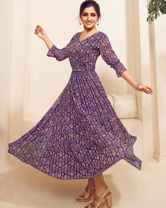 Purple Floral VTD FVD - Indian Dress House 786