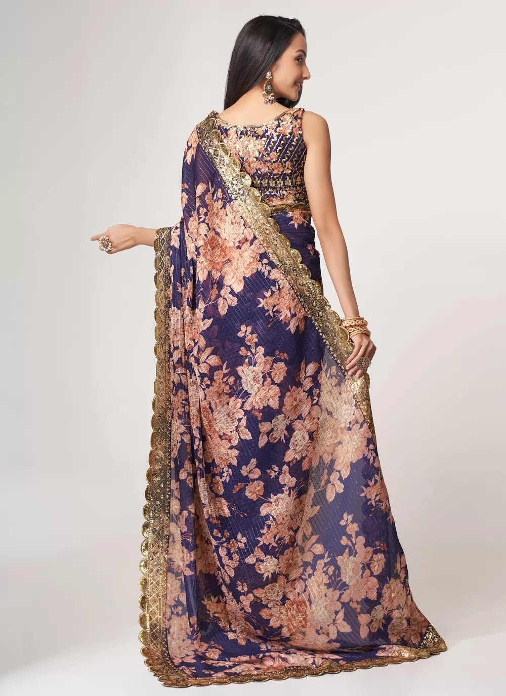 Purple Floral ZCS - Indian Dress House 786