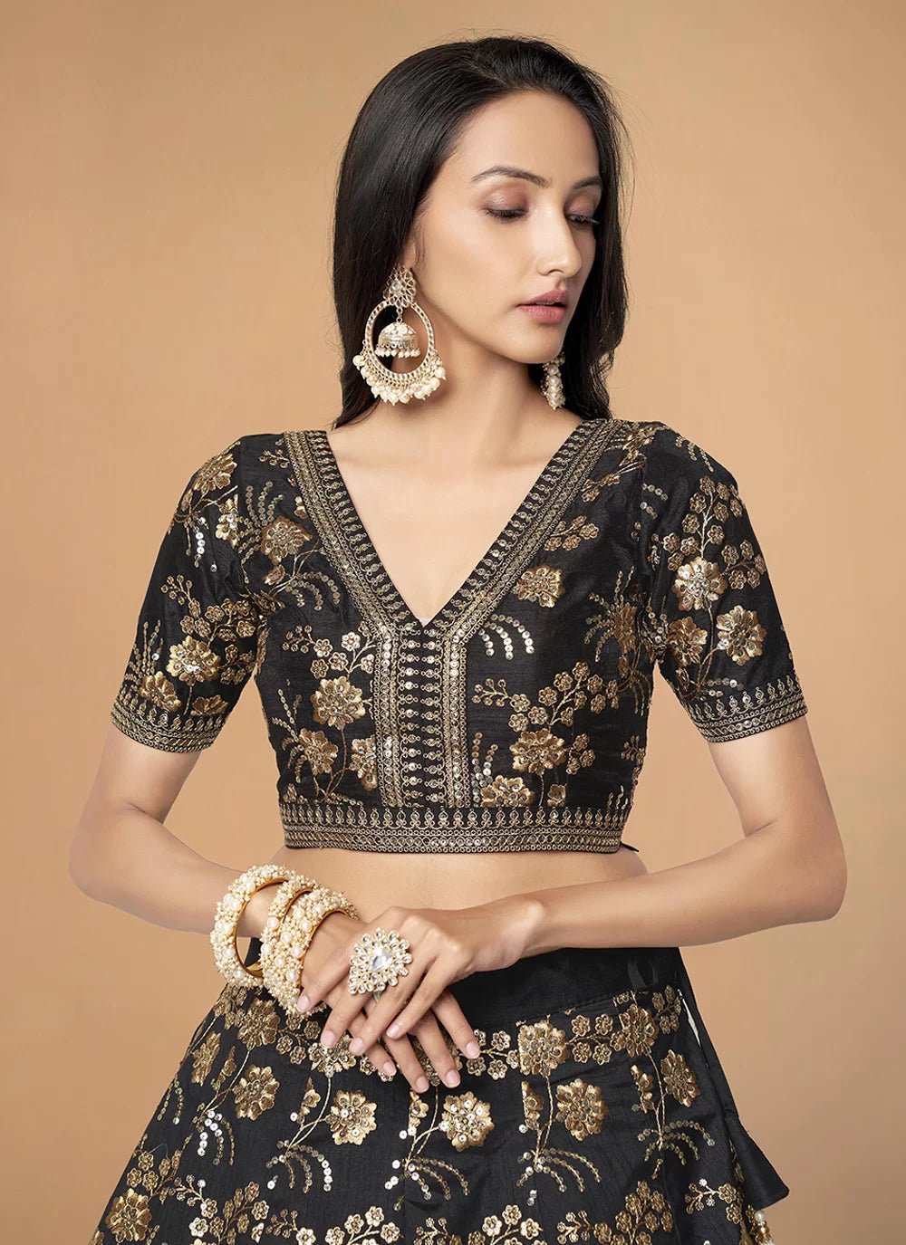 Ravishing Black & Gold ZHML - Indian Dress House 786