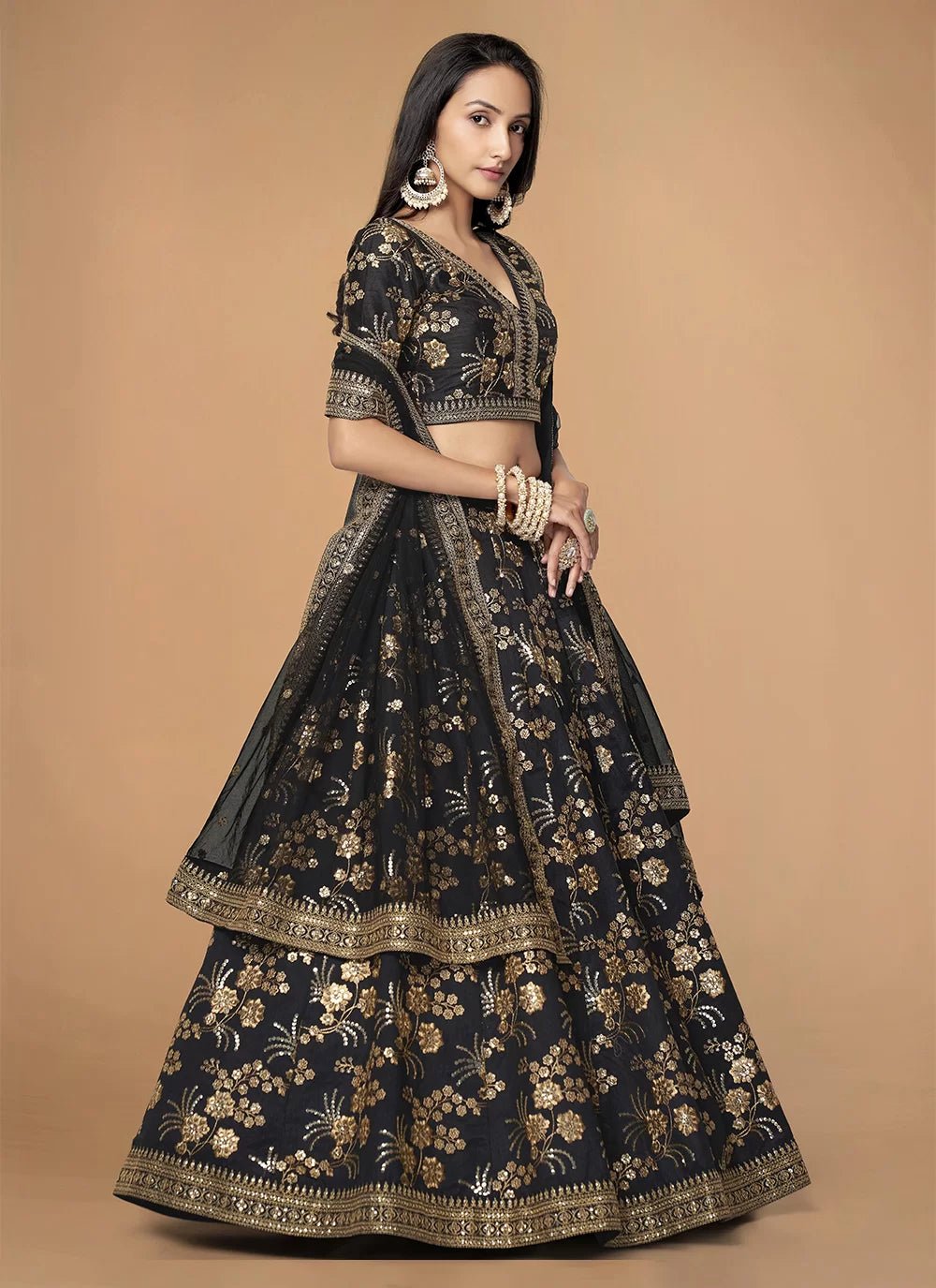 Black and gold indian hot sale dress