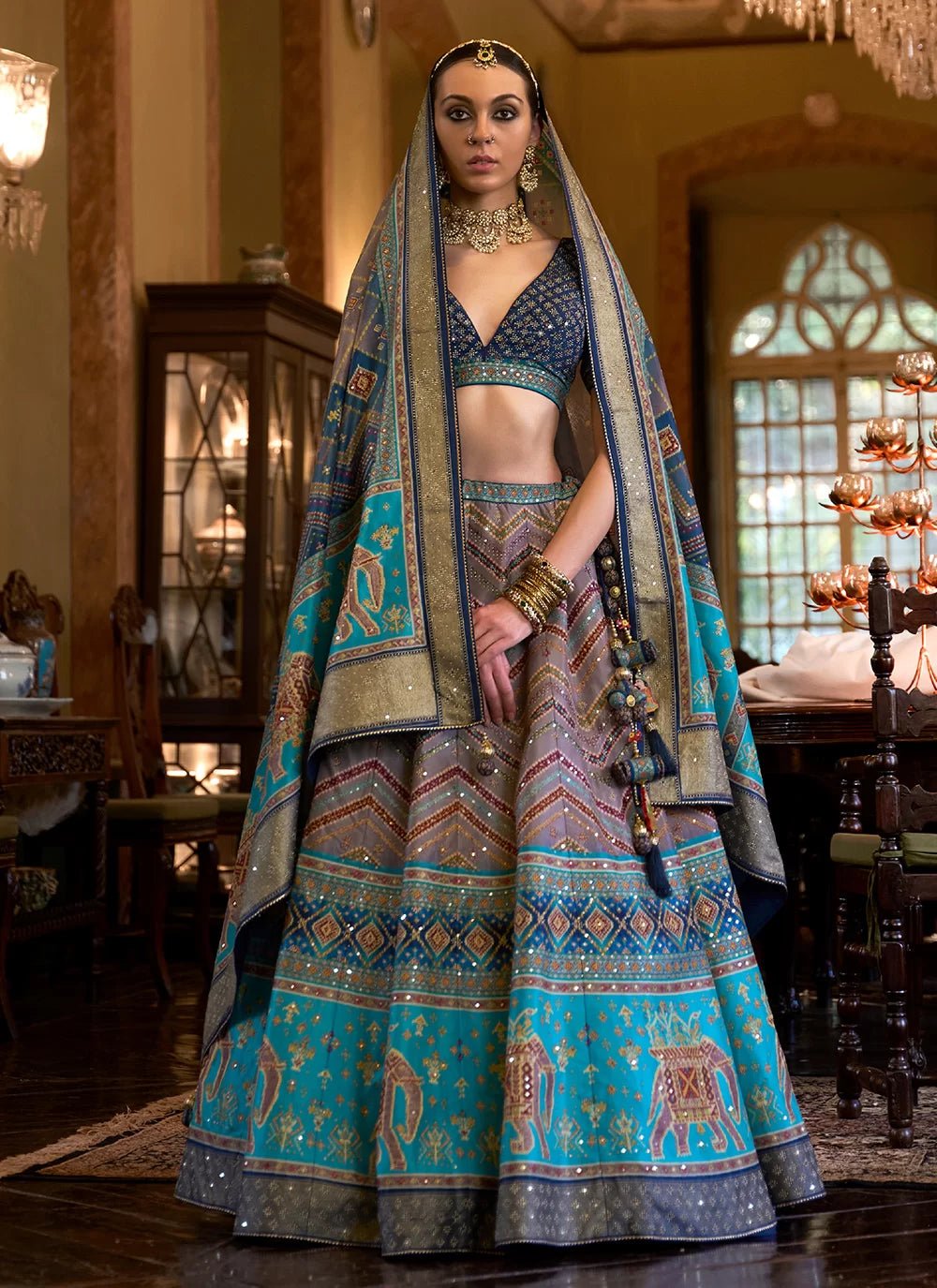 Ravishing Blue Striped RWL - Indian Dress House 786