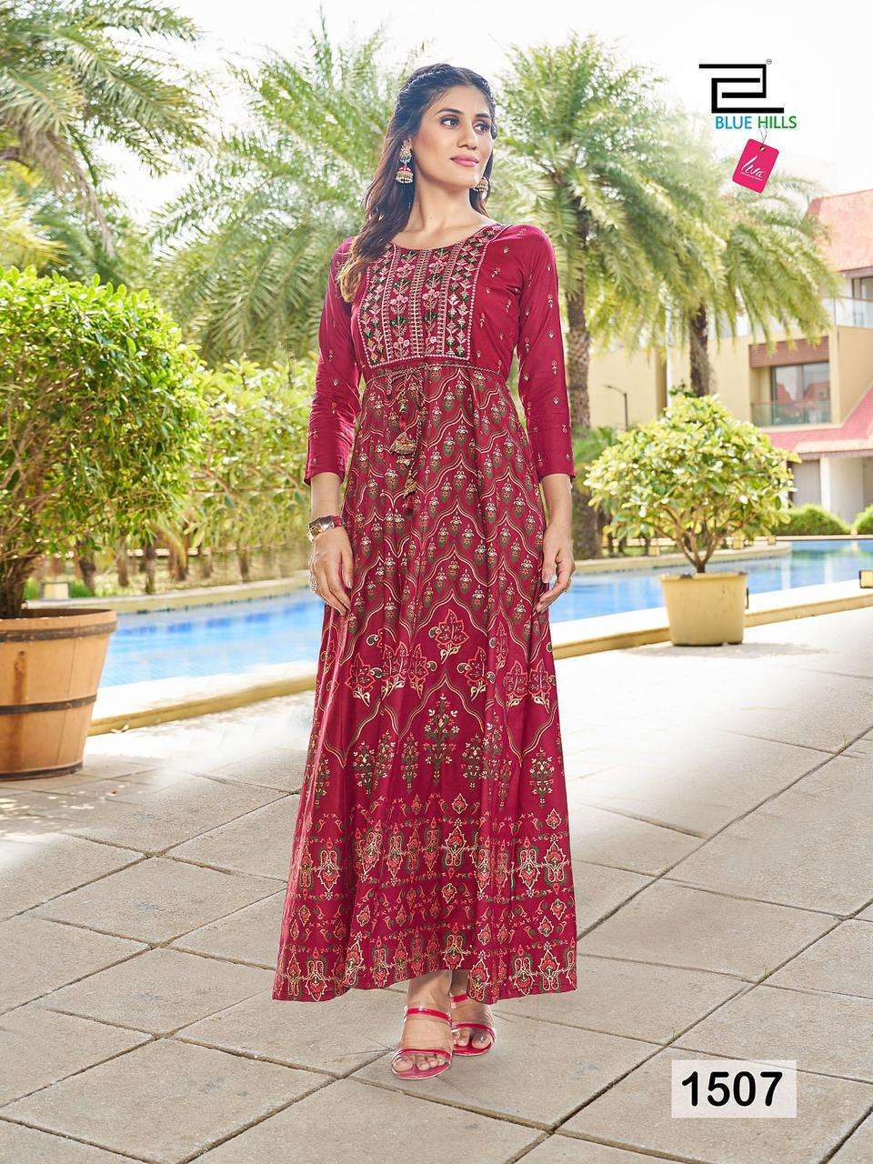 Red Floral BHD 1507 FVD - Indian Dress House 786