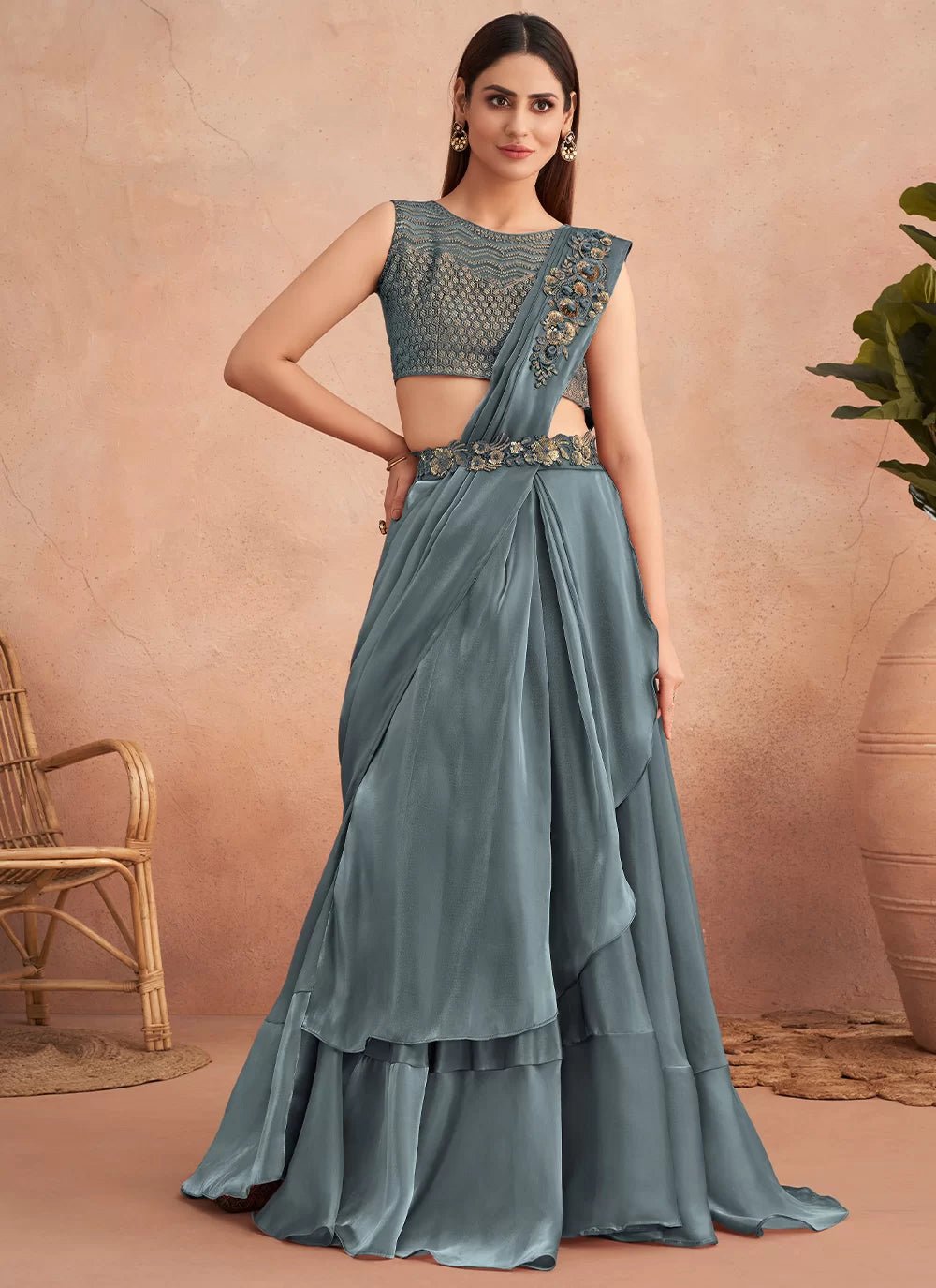 Stunning A Blue L/S - Indian Dress House 786
