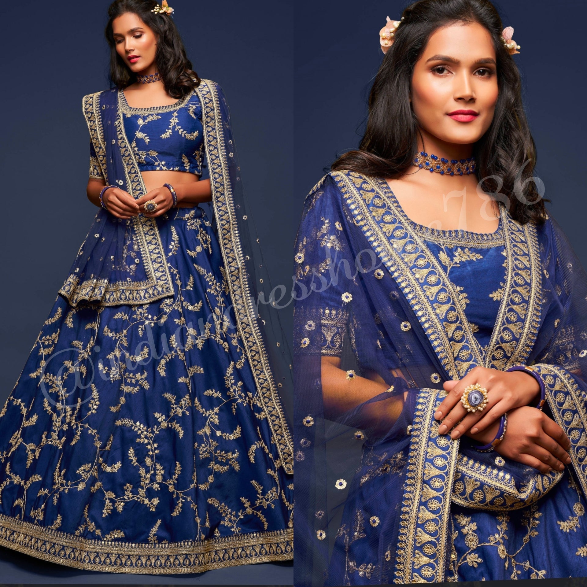 Stunning BLUE Floral ADL - Indian Dress House 786