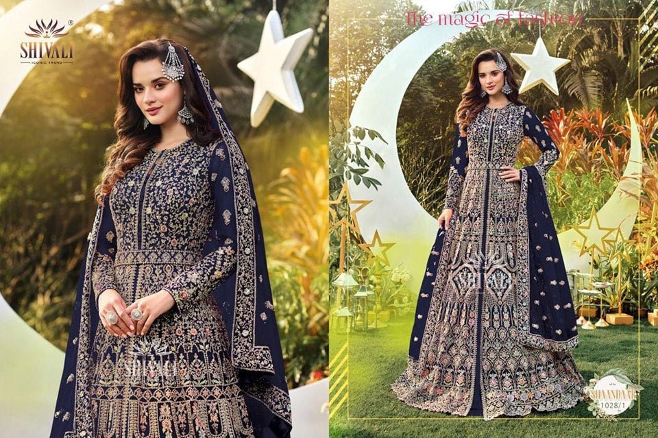 Stunning Detailed Blue SHI Gown - Indian Dress House 786