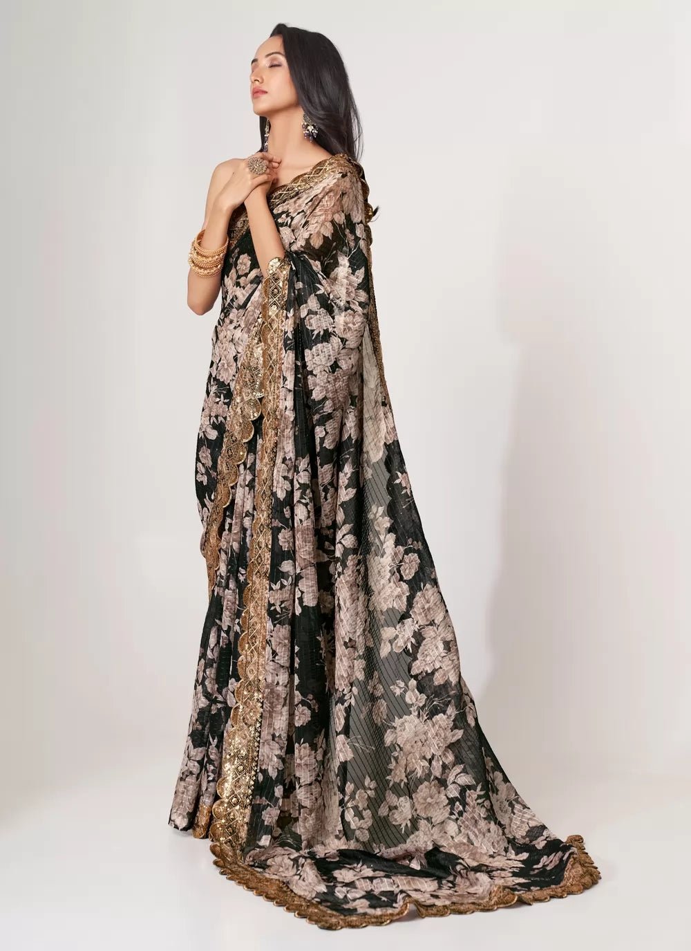 Stunning Floral Black ZCS - Indian Dress House 786