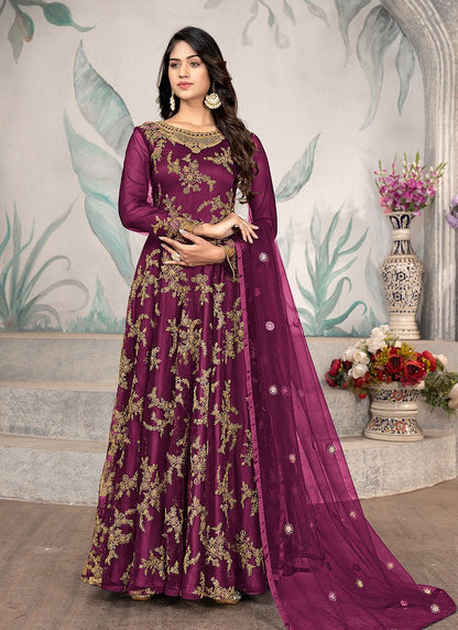 Stunning Floral Purple SW655 SWG - Indian Dress House 786