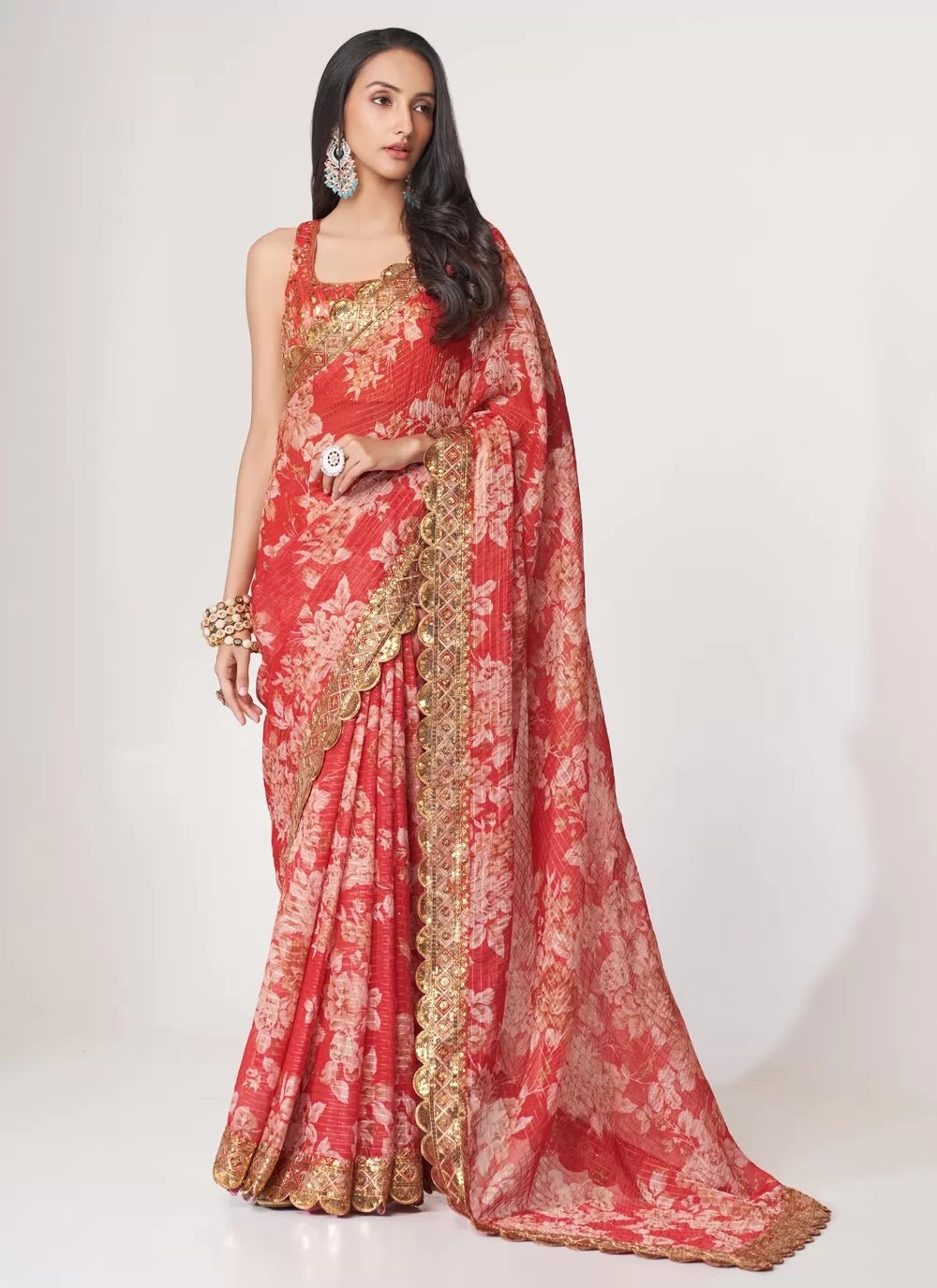 Stunning Floral Red ZCS - Indian Dress House 786