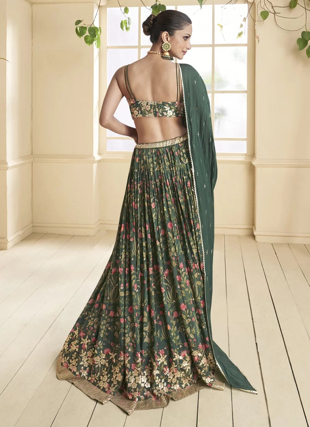 Stunning Green Floral SYRL - Indian Dress House 786