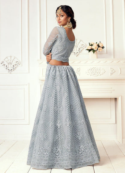 Stunning Grey Blue ABLP - Indian Dress House 786