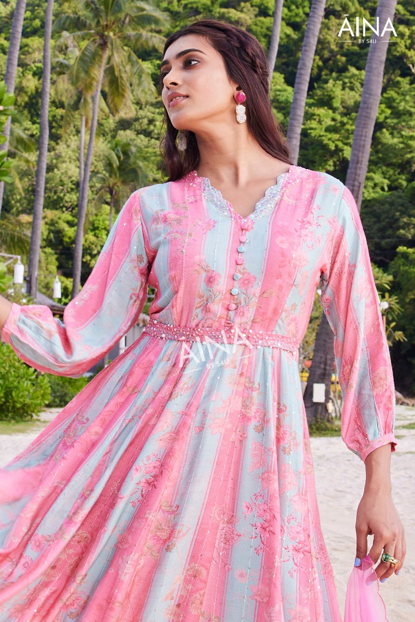 Stunning MC Blue & Pink MKSU 04 KT - Indian Dress House 786