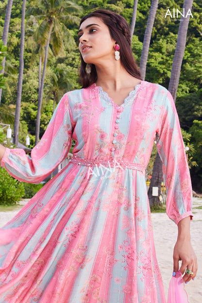 Stunning MC Blue & Pink MKSU 04 KT - Indian Dress House 786