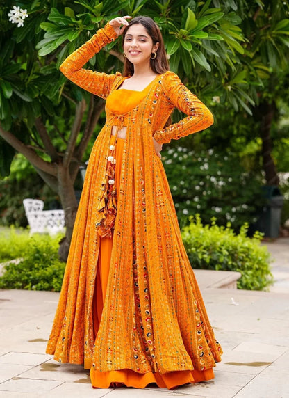 Stunning Orange PRL INDO - Indian Dress House 786
