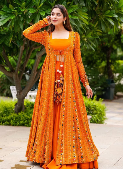 Stunning Orange PRL INDO - Indian Dress House 786