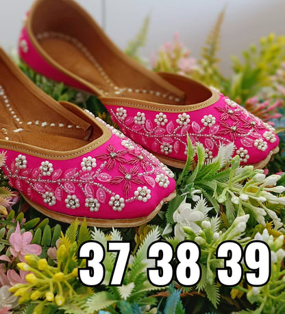 Stunning Pink Floral Jutti - Indian Dress House 786