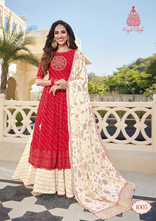 Stunning Red & Cream KST 1005 FVD - Indian Dress House 786
