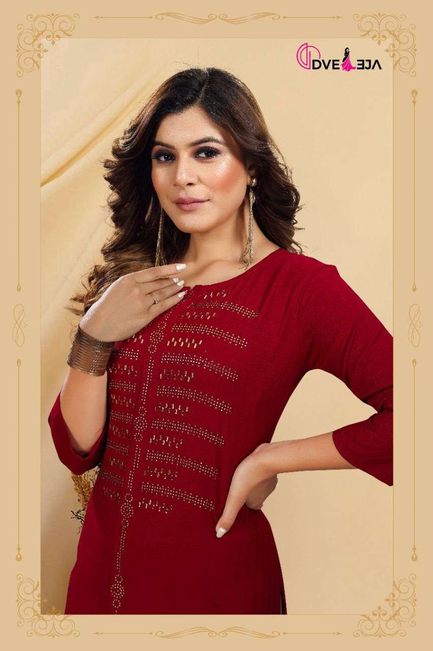 Stunning Red DV 106 Kurti Top KT - Indian Dress House 786