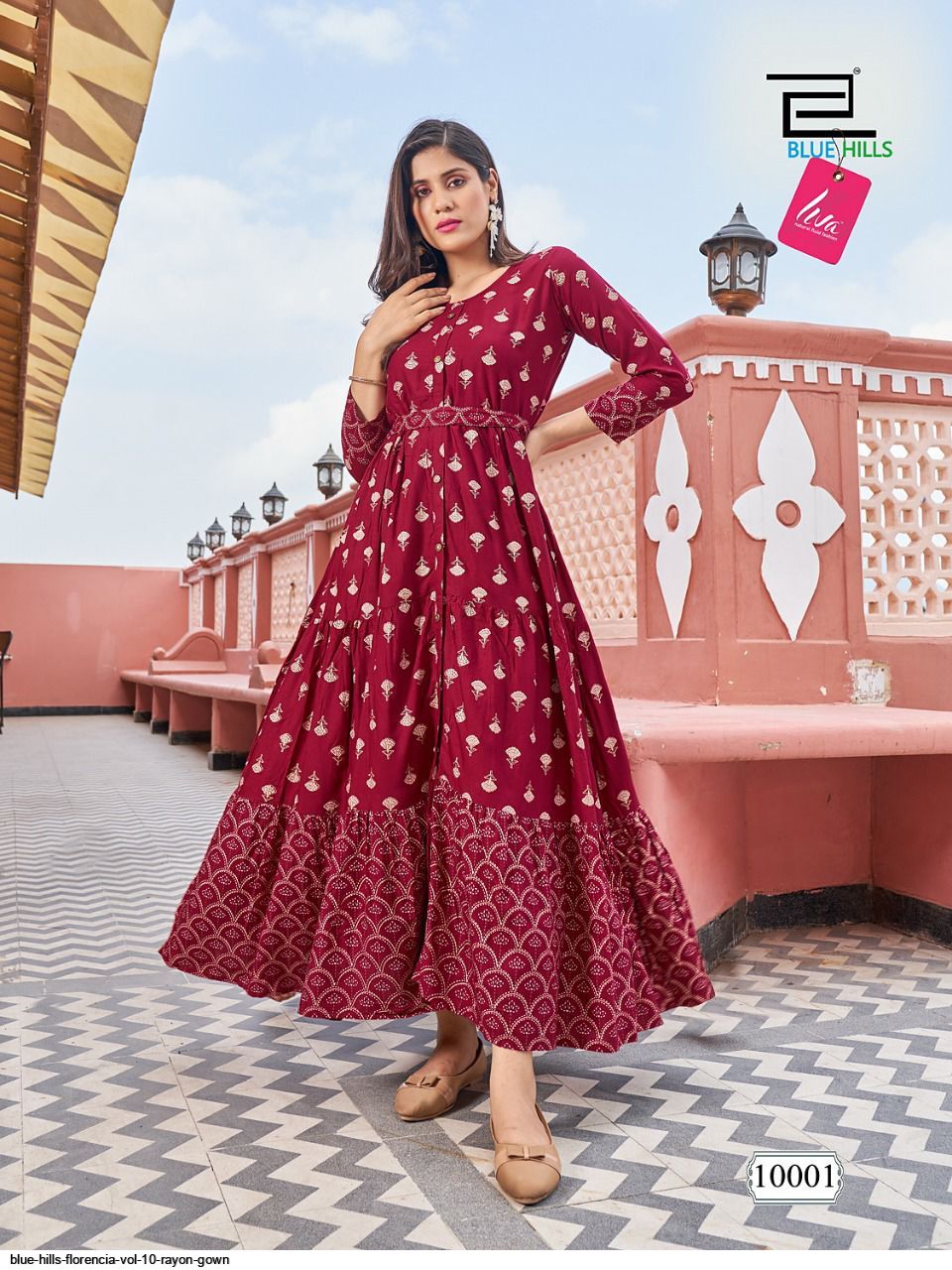 Stunning Red Floral BHFP 10001 FVD - Indian Dress House 786