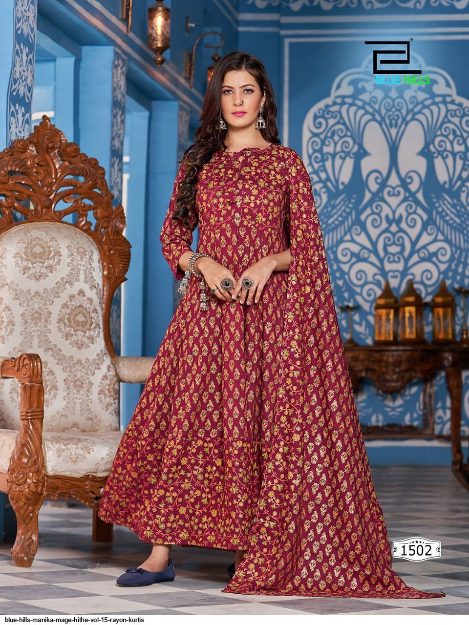 Stunning Red Floral BHM 1502 FVD - Indian Dress House 786