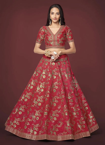 Stunning Red & Gold ZHML - Indian Dress House 786