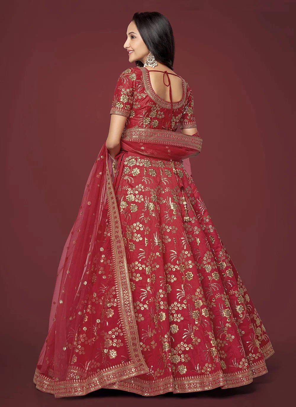 Stunning Red & Gold ZHML - Indian Dress House 786