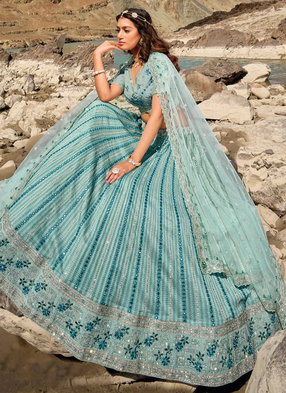 Stunning Sea Green MNL - Indian Dress House 786