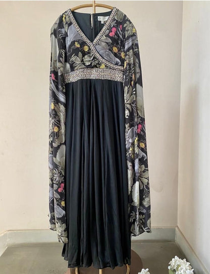 Stylish Black Floral NIC - Indian Dress House 786