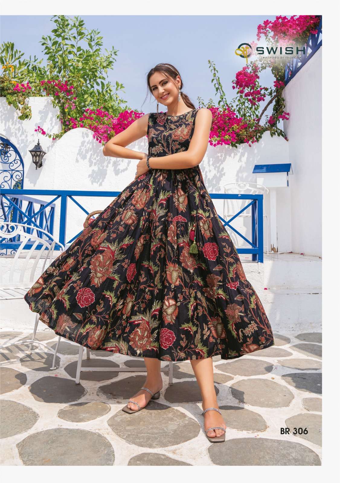 Stylish Floral Black SWSC 306 FVD - Indian Dress House 786