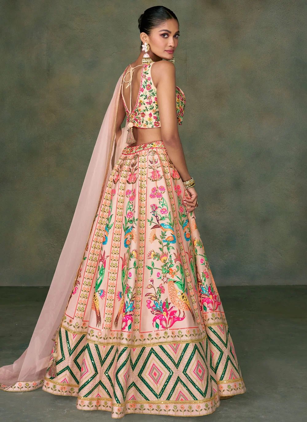 Stylish Floral Peach SYODL - Indian Dress House 786