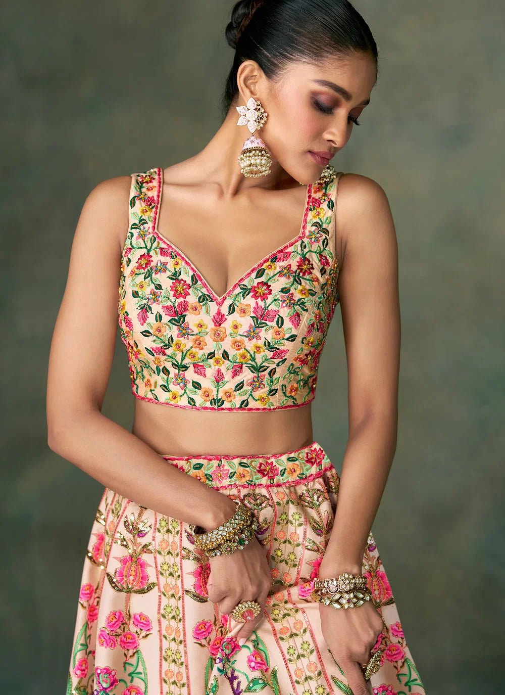 Stylish Floral Peach SYODL - Indian Dress House 786