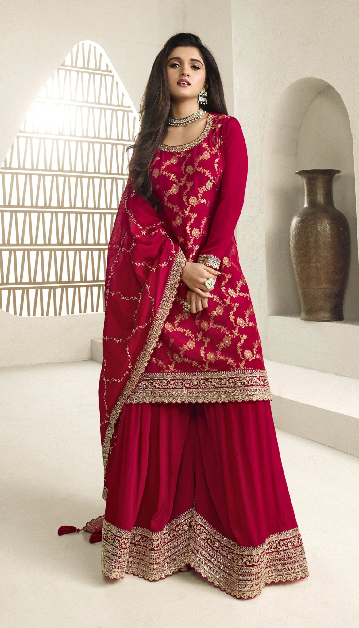 Stylish Floral Red VKS - Indian Dress House 786